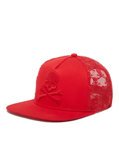 Philipp Plein Baseball Cap Skull & Bones In Red