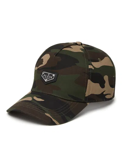 Philipp Plein Camouflage-pattern Baseball Cap In Brown