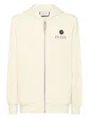 Philipp Plein Basic Plein Old Dye Zip-up Hoodie In White