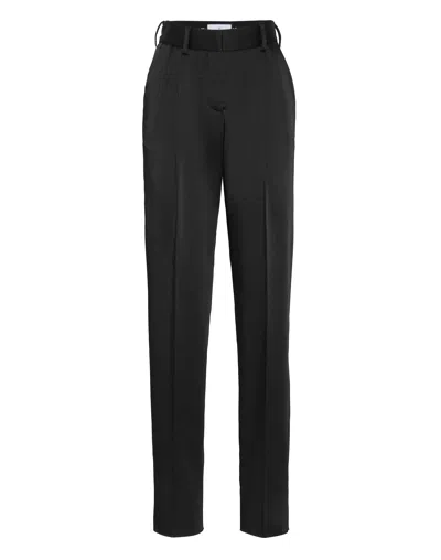 Philipp Plein Basic Satin High Waist Office Trousers In Black