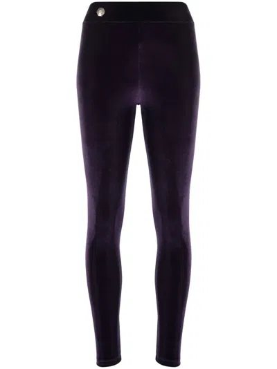 Philipp Plein Basic Velvet Leggings In Purple