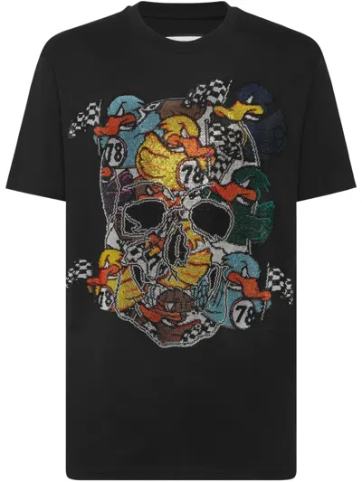 PHILIPP PLEIN BEADED-SKULL T-SHIRT
