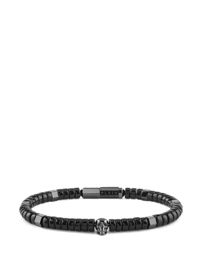 Philipp Plein Beads Skull-charm Bracelet In Black