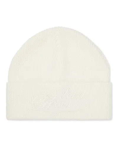 Philipp Plein Beanie Hat Plein Deluxe In White