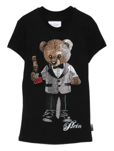 Philipp Plein Bear-embellished Cotton T-shirt In Black