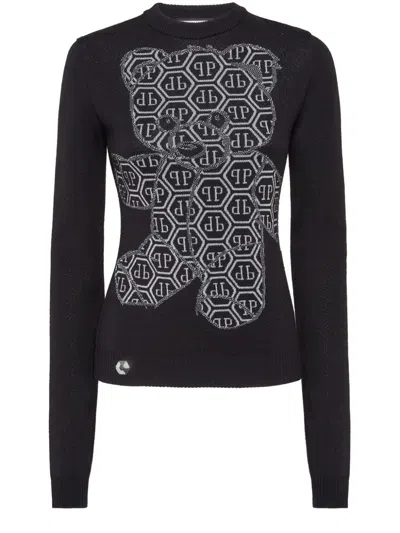 Philipp Plein Bear-motif Jumper In Black