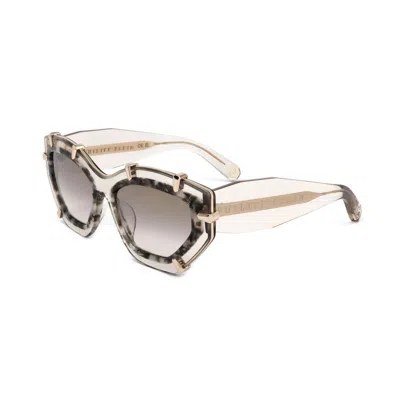 Philipp Plein Beige Acetate Sunglasses In Brown