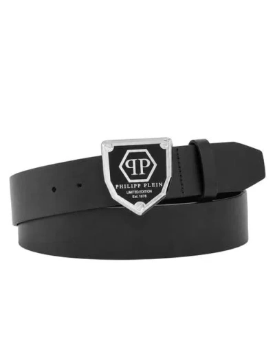 Philipp Plein Leather Belt Hexagon In Black
