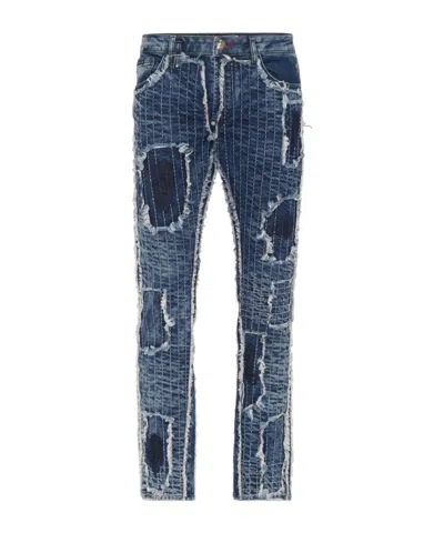 PHILIPP PLEIN DESTROYED SUPER-STRAIGHT JEANS