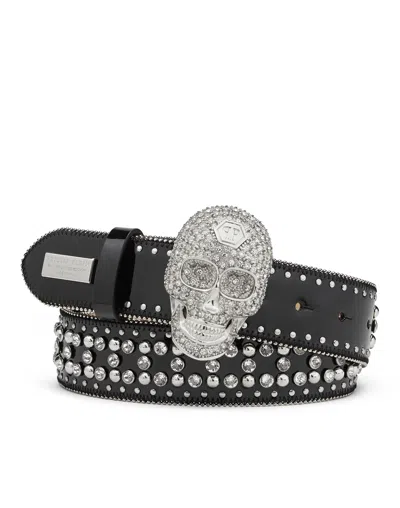 Philipp Plein Belt Skull Crystal In Neutral