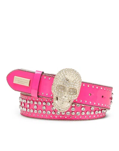 Philipp Plein Belt Skull Crystal In Gray
