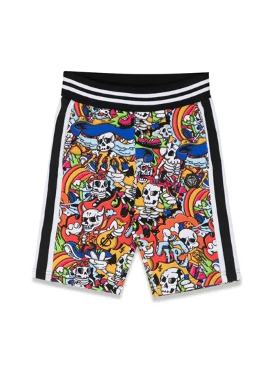 Philipp Plein Kids' Bermuda Skulls Dollars In Multicolour