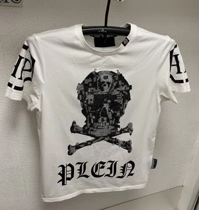 Pre-owned Philipp Plein Big Logo T-shirt Xl Skull In White