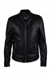 Philipp Plein Black Basic Leather Moto Jacket