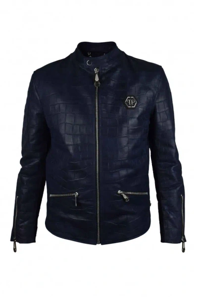 Philipp Plein Biker Jacket In Blue