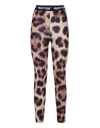 PHILIPP PLEIN BIKER TROUSERS LEOPARD