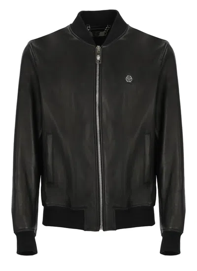 Philipp Plein Billy Leather Jacket In Black
