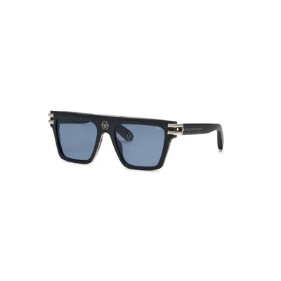 Philipp Plein Black Acetate Sunglasses In Brown