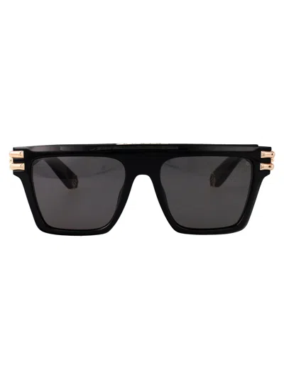 Philipp Plein Black Acetate Sunglasses In Orange