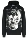 Philipp Plein Cotton Blend Hooded Sweatshirt With Graphic Print In Black