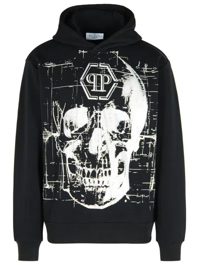 PHILIPP PLEIN PHILIPP PLEIN BLACK COTTON BLEND SWEATSHIRT