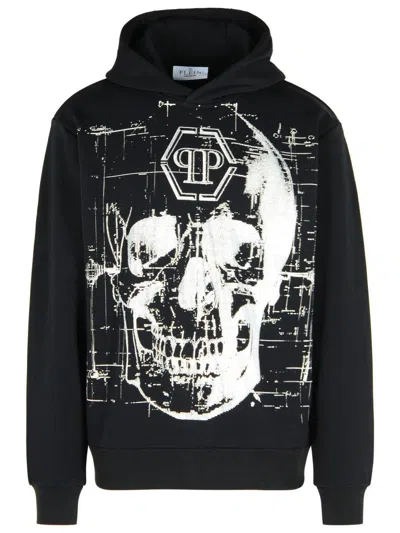 PHILIPP PLEIN BLACK COTTON BLEND SWEATSHIRT