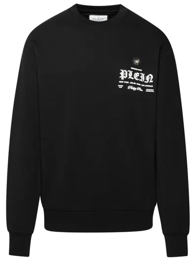 Philipp Plein Black Cotton Blend Sweatshirt In Neutral