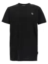Philipp Plein Crew Neck T-shirt With Ribbed Short Sleeves In Black