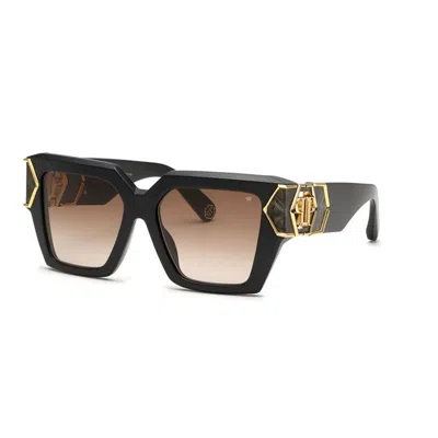 Philipp Plein Black Gold Acetate+metal Sunglasses