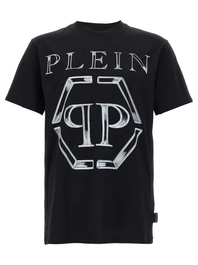 Philipp Plein Black Hexagon T-shirt In Multicolor