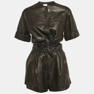 Pre-owned Philipp Plein Black Leather Playsuit S