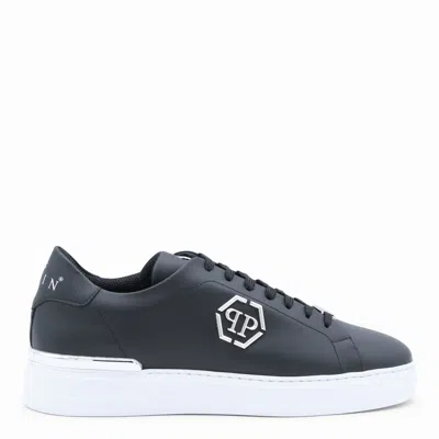 Philipp Plein Black Leather Sneakers In Gray