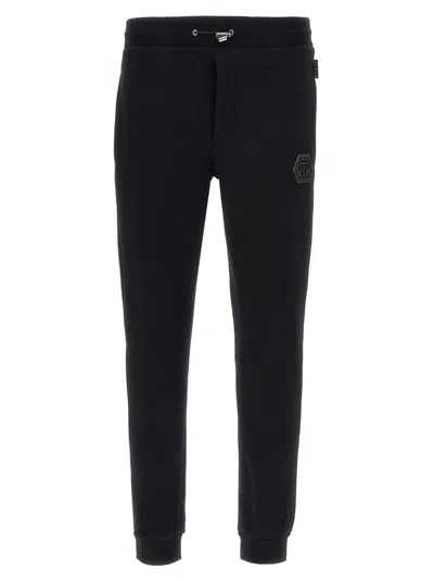 PHILIPP PLEIN BLACK LOGO PATCH JOGGERS