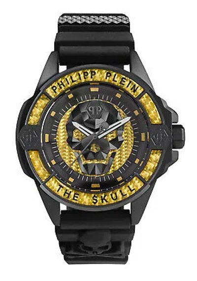Pre-owned Philipp Plein Black Mens Analogue Watch The $kull Carbon Fiber Pwaaa1922
