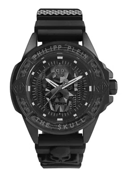 Pre-owned Philipp Plein Black Mens Analogue Watch The $kull Carbon Fiber Pwaaa2022