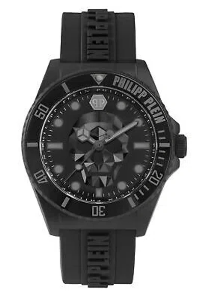 Pre-owned Philipp Plein Black Mens Analogue Watch The $kull Diver Pwoaa0422