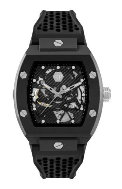 Pre-owned Philipp Plein Black Mens Analogue Watch The Skeleton Ecoceramic Pwvba0423