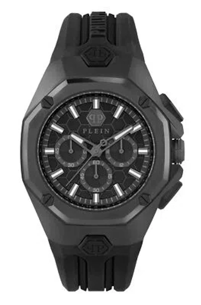 Pre-owned Philipp Plein Black Mens Chronograph Watch Octagon Pwtba0623