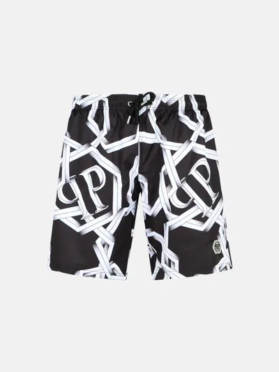 Philipp Plein Black Polyester Swimsuit