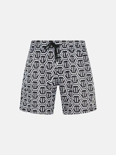 Philipp Plein Black Polyester Swimsuit