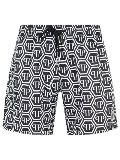 PHILIPP PLEIN PHILIPP PLEIN BLACK POLYESTER SWIMSUIT