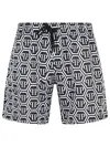 Philipp Plein Printed Polyester Swim Trunks In Multi