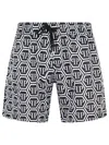 Philipp Plein Printed Polyester Swim Trunks In Multi