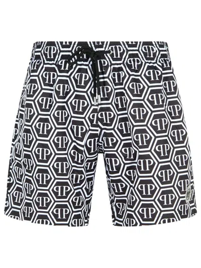 PHILIPP PLEIN BLACK POLYESTER SWIMSUIT