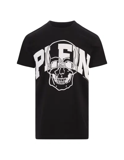 PHILIPP PLEIN BLACK ROUND NECK SS SKULL T-SHIRT