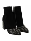 Philipp Plein Black Suede Studded Heels Ankle Boots Shoes In Black
