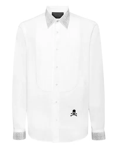 Philipp Plein Black Tie Shirt In White