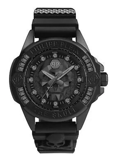 Pre-owned Philipp Plein Black Unisexs Analogue Watch The $kull Genderless Pwnaa0322