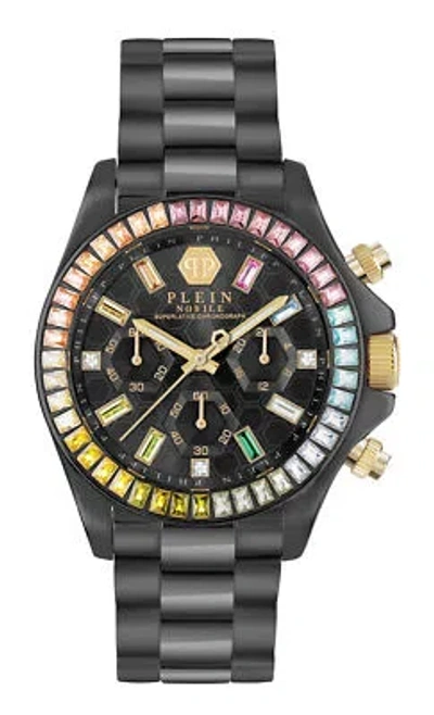 Pre-owned Philipp Plein Black Womens Chronograph Watch Nobile Lady Pwsba0623