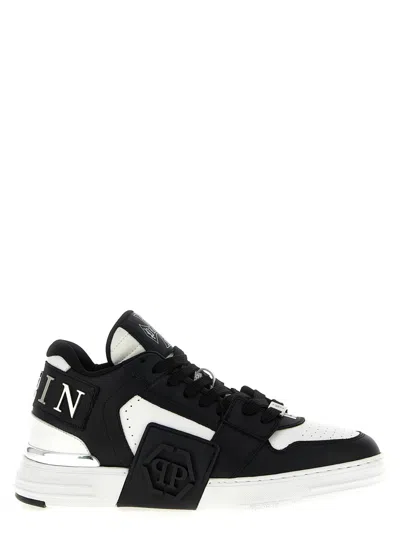 PHILIPP PLEIN BLACKWHITE LACE UP SNEAKERS